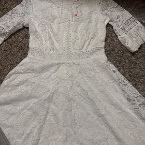 Anastasia White Lace Floral Party Dress for Girls